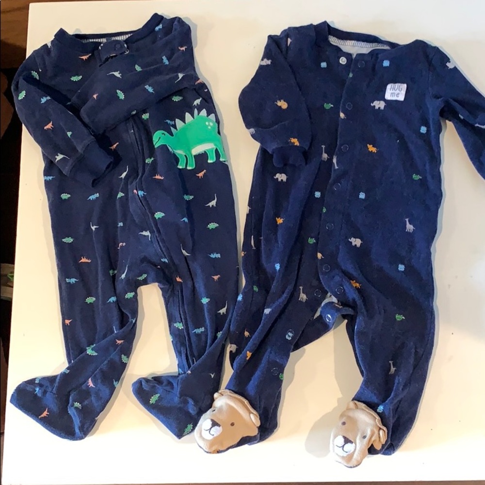 Set of 2 Cotton footed pajamas 9 mo